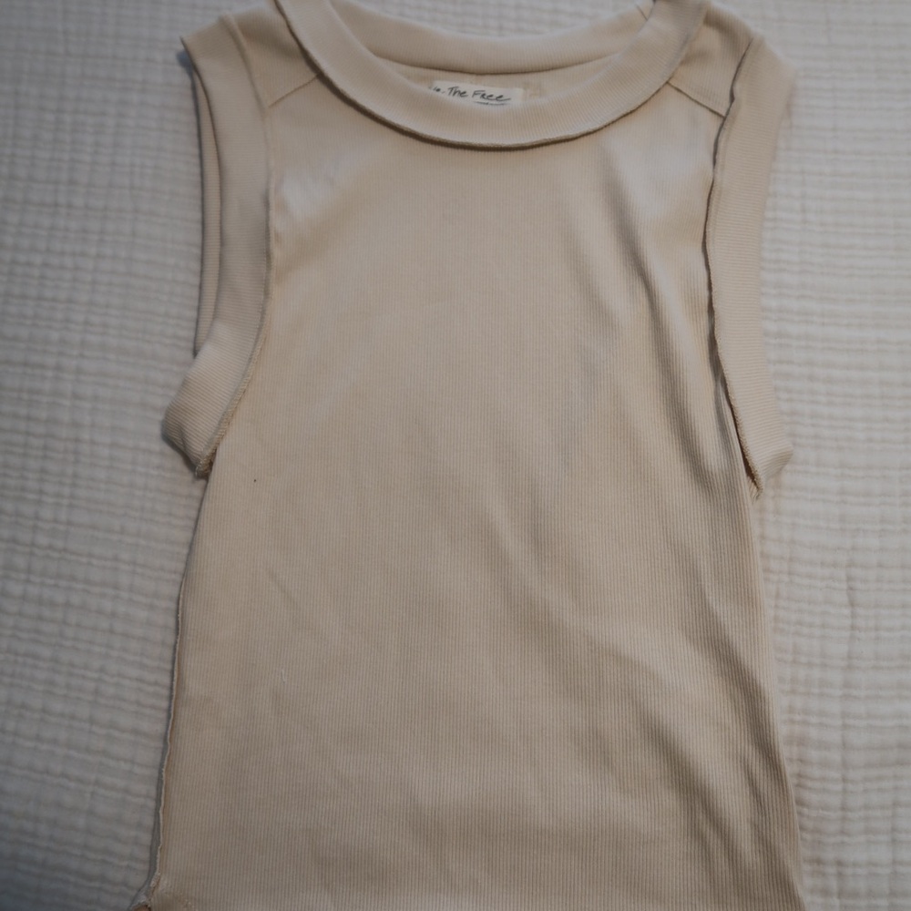 We The Free Ribbed Cream Top